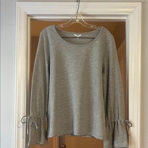 Crown & Ivy Gray Long Sleeve Top with Tie Details-size L